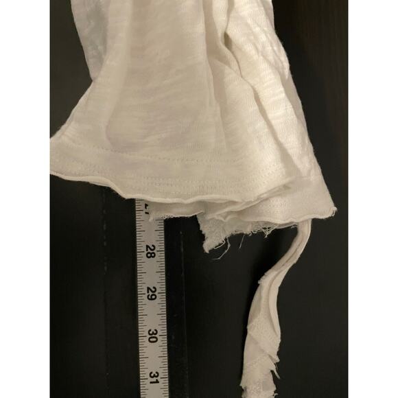 Generra Womens Top XS Cream Short Sleeve Belted Fringe Hem Relaxed Lagenlook - Picture 7 of 8